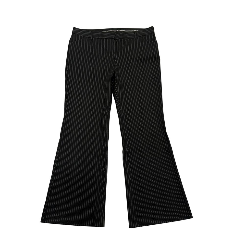 Express Editor Black Pinstripe Pants 12x31 Wide Leg Mid Rise Workwear Career